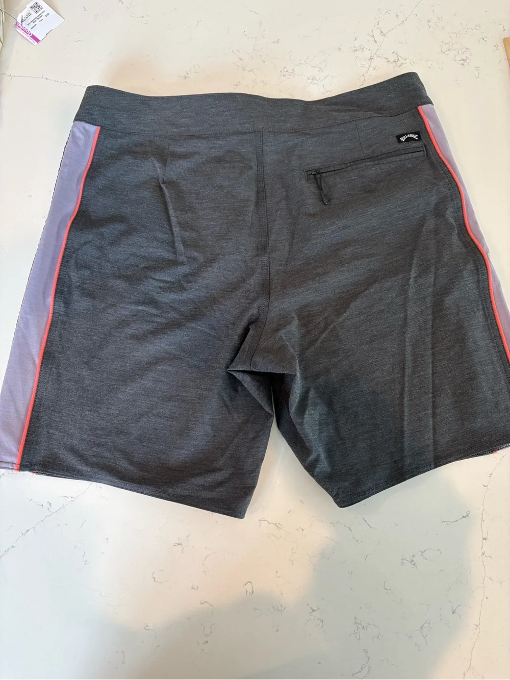 Billabong Charcoal Boardshorts with Coral Trim and Black Drawstring
